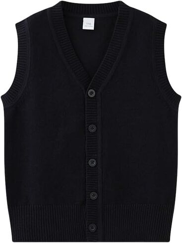 Girls & Boys Uniform Cotton V-Neck Sweater Vest, Knit Sweater Cardigan with Button in Saudi Arabia