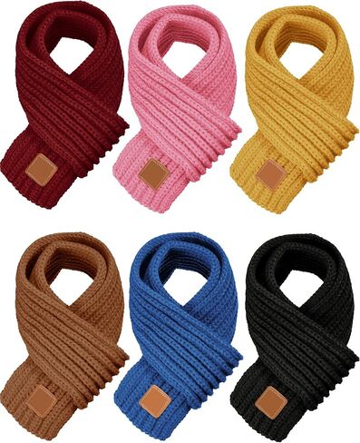 SATINIOR 6 Pcs Warm Kids Knit Winter Scarves Child Warm Scarf Neck Warmer for Boys Girls Toddlers in Saudi Arabia