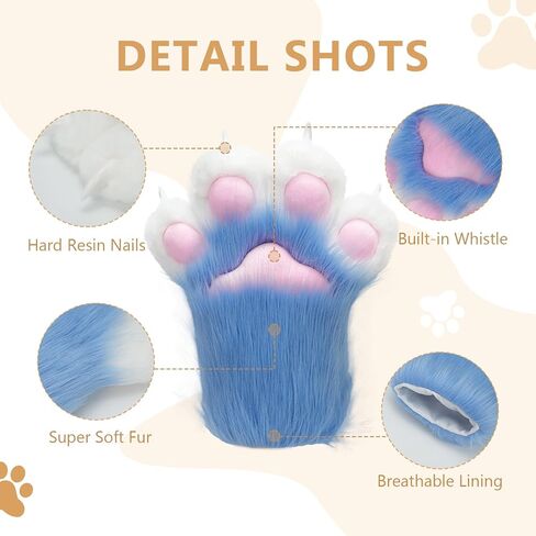 Furry Paws Gloves Soft Claw Finger Gloves for Furry Costume, Perfect for Cat and Fox Fursuit Paws in Saudi Arabia