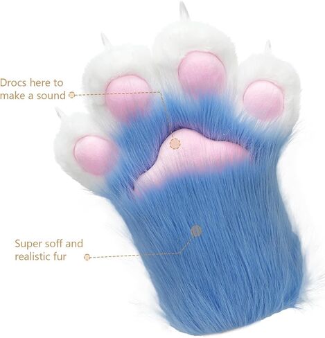 Furry Paws Gloves Soft Claw Finger Gloves for Furry Costume, Perfect for Cat and Fox Fursuit Paws in Saudi Arabia