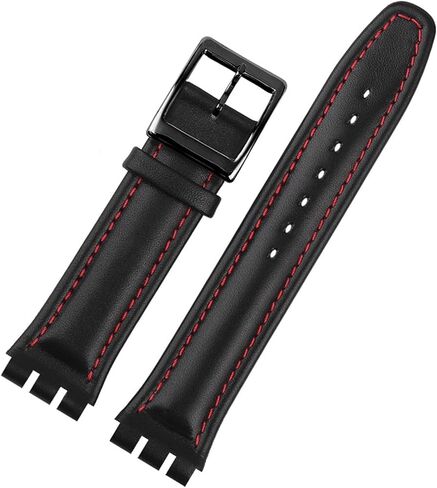 سوار من الجلد الطبيعي HMFang متوافق مع ساعة Swatch YCS YAS YGS Irony Cowhide Watch Band 17mm 19mm شريط للرسغ in Saudi Arabia