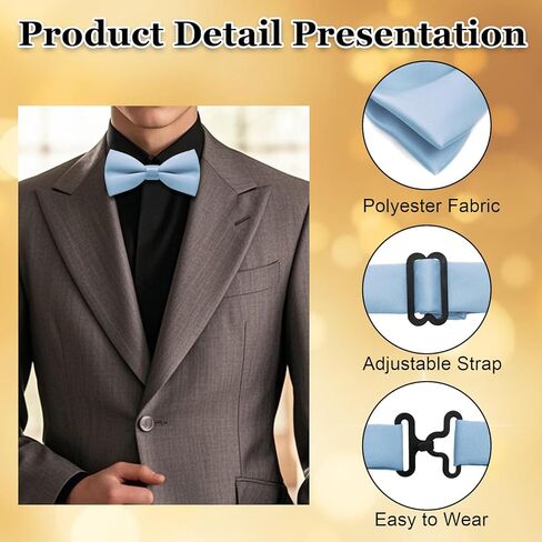 Bow Ties for Men, Adjustable Mens Bow Tie Solid Color Pre Tied Men's Bowtie for School Business Wedding Party in Saudi Arabia