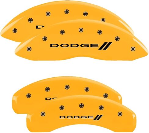 أغطية فرجار الفرامل MGP لسيارة دودج دورانجو 2011-2023 مع طلاء مسحوق أصفر منقوش باللون الأسود دورانجو، أمامي وخلفي (مجموعة من 4) in Kuwait