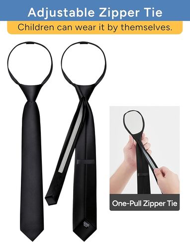 Boys Pre-tied Zipper Tie Elastic Strap Bowtie and Pocket Square 3-piece For Age 1-16 Years With Gift Box in Saudi Arabia