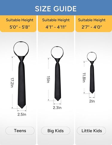 Boys Pre-tied Zipper Tie Elastic Strap Bowtie and Pocket Square 3-piece For Age 1-16 Years With Gift Box in Saudi Arabia