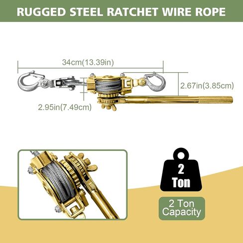 2T Come Along Winch، ونش ثقيل 4400 رطل، وسحب سقاطة لكابل اليد، وخطافين من سبائك الصلب ومعدات كبيرة لرفع سحب مستودع بناء المرائب in Kuwait