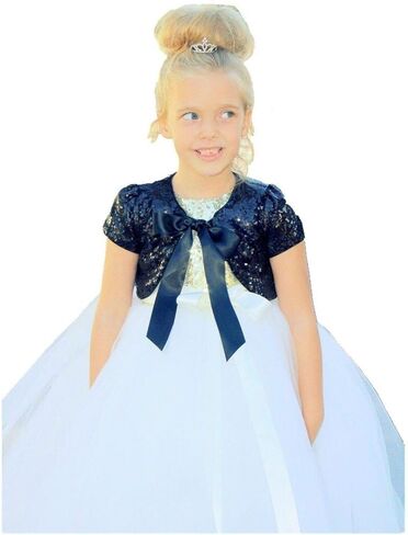 ekidsbridal الترتر شبكة زهرة فتاة حزب بوليرو كيب اللباس التستر تتغاضى in Saudi Arabia