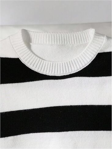 SweatyRocks Girl's Sweater Vest Striped Crew Neck Sleeveless Knit Vest Pullover Crop Tops in Saudi Arabia
