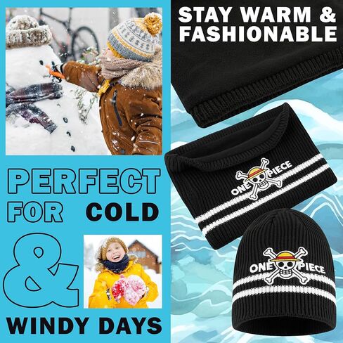 Get Trend Beanie and Neck Warmer Set, Anime Knit Hat, Winter Gear Cozy Snood, Winter Accessories, Gifts for Boys in Saudi Arabia