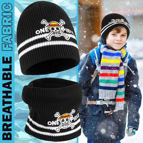 Get Trend Beanie and Neck Warmer Set, Anime Knit Hat, Winter Gear Cozy Snood, Winter Accessories, Gifts for Boys in Saudi Arabia
