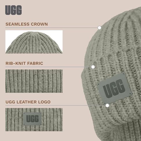 قبعة صغيرة مضلعة مكتنزة للأطفال من UGG مع تاج بدون خياطة، نسيج ناعم مضلع، ورقعة شعار جلدية in Kuwait