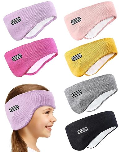 JenPen 6 Pcs Double-layer Ear Warmers for Kids Headband- Warm Winter Ear Muffs with Fuzzy Lined Thermal Covers Earmuffs Headband for Boys Girls Ski Run Cycle Sports in Saudi Arabia