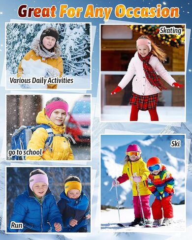 JenPen 6 Pcs Double-layer Ear Warmers for Kids Headband- Warm Winter Ear Muffs with Fuzzy Lined Thermal Covers Earmuffs Headband for Boys Girls Ski Run Cycle Sports in Saudi Arabia