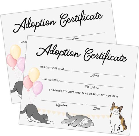 Pet Certificates of Adoption, 10 Pcs Vintage Adoption Certificate, Adopt A Pet Certificate for Girl Boy, Dog and Cat Party Supplies & Favors, Adoption Decorations for Pet Birthday Party -07 in Kuwait