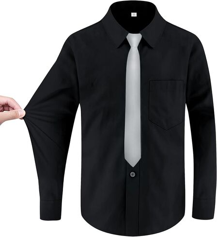 Boys Long Sleeve Button-Down Dress Shirts with Tie: 2 Fabrics (Stretch/Standard) & 2 Fits (Regular/Husky) in Saudi Arabia