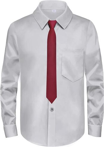 Boys Long Sleeve Button-Down Dress Shirts with Tie: 2 Fabrics (Stretch/Standard) & 2 Fits (Regular/Husky) in Saudi Arabia