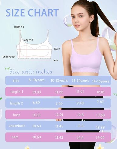 Finihen Teen Girls Seamless Training Bra No Show Sports Bra with Removable Padding Adjustable Strap Multipack. in Saudi Arabia