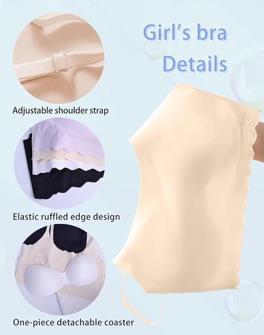 Finihen Teen Girls Seamless Training Bra No Show Sports Bra with Removable Padding Adjustable Strap Multipack. in Saudi Arabia