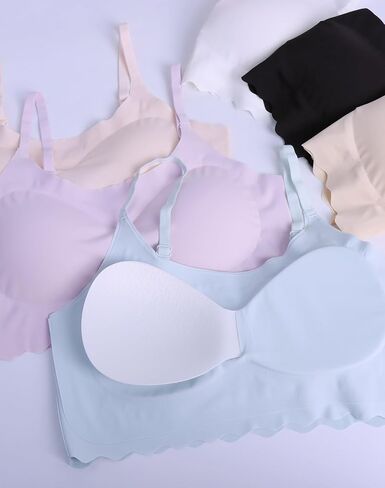 Finihen Teen Girls Seamless Training Bra No Show Sports Bra with Removable Padding Adjustable Strap Multipack. in Saudi Arabia