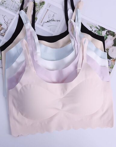 Finihen Teen Girls Seamless Training Bra No Show Sports Bra with Removable Padding Adjustable Strap Multipack. in Saudi Arabia