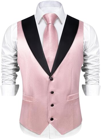 DiBanGu Mens Shiny Satin Vest Tie Set 8PCS Solid Waistcoat and Pre-tied Bowtie Shawl Collar Dress Vest for Wedding Formal, Emerald Green, Large in Kuwait