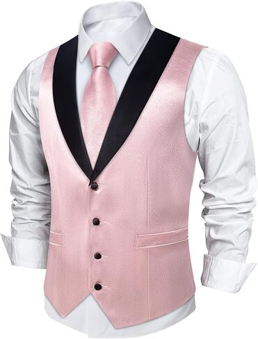 DiBanGu Mens Shiny Satin Vest Tie Set 8PCS Solid Waistcoat and Pre-tied Bowtie Shawl Collar Dress Vest for Wedding Formal, Emerald Green, Large in Kuwait