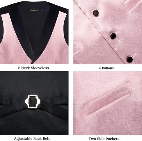 DiBanGu Mens Shiny Satin Vest Tie Set 8PCS Solid Waistcoat and Pre-tied Bowtie Shawl Collar Dress Vest for Wedding Formal, Emerald Green, Large in Kuwait