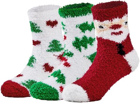 Century Star 3 Pairs Kids Fuzzy Socks Girls Grip Slipper Socks Fluffy Warm Sock Non-Slip Toddler Boy Winter Sock in Saudi Arabia