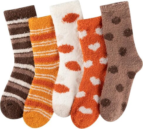 Comfoex 5 Pairs Kids Fuzzy Socks Cozy Fun Fluffy Girls Socks Best Winter Warm Gift Comfy Home For boys girls 4-14 years olds in Saudi Arabia