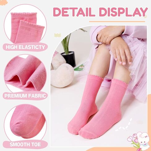 Girls Ruffle Crew Socks Little Kids School Uniform Cute Cotton Frilly Dress Socks 6 Pairs in Saudi Arabia