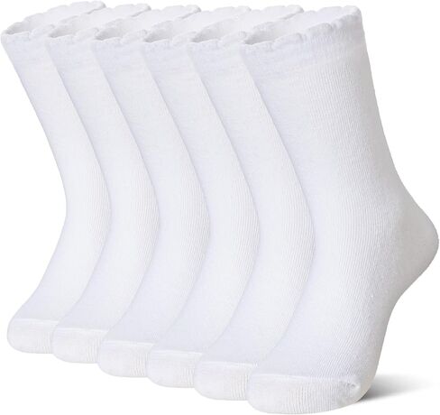 Girls Ruffle Crew Socks Little Kids School Uniform Cute Cotton Frilly Dress Socks 6 Pairs in Saudi Arabia