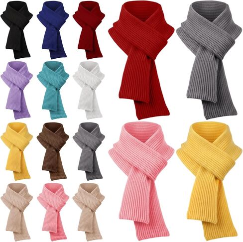 16/24 Pcs Kids Warm Winter Scarf Bulk Knit Children Soft Neck Warmer Wrap Outdoor for Toddlers Boys Girls 5-10 Year in Saudi Arabia