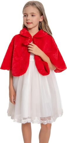 Girl's Winter Warm Cape Faux Fur Wraps Cape Sweet Princess Shoulder Capes in Saudi Arabia