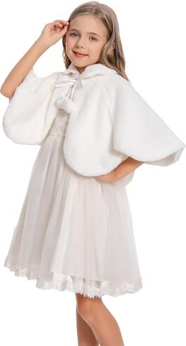 Girl's Winter Warm Cape Faux Fur Wraps Cape Sweet Princess Shoulder Capes in Saudi Arabia