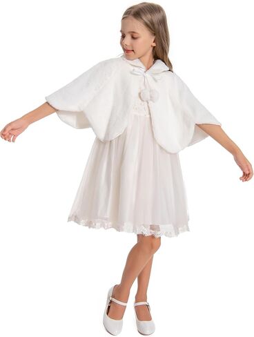 Girl's Winter Warm Cape Faux Fur Wraps Cape Sweet Princess Shoulder Capes in Saudi Arabia