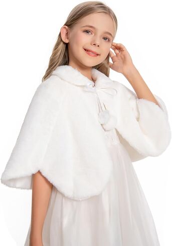 Girl's Winter Warm Cape Faux Fur Wraps Cape Sweet Princess Shoulder Capes in Saudi Arabia