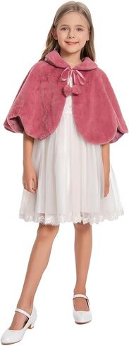 Girl's Winter Warm Cape Faux Fur Wraps Cape Sweet Princess Shoulder Capes in Saudi Arabia