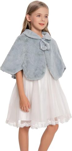 Girl's Winter Warm Cape Faux Fur Wraps Cape Sweet Princess Shoulder Capes in Saudi Arabia