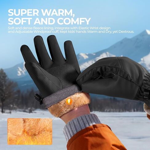 rivmount Kids 3M Thinsulate Ski Gloves Touchscreen Waterproof Warm for Boy Girl Youth Outdoor Skiing Cycling Snow Winter in Saudi Arabia