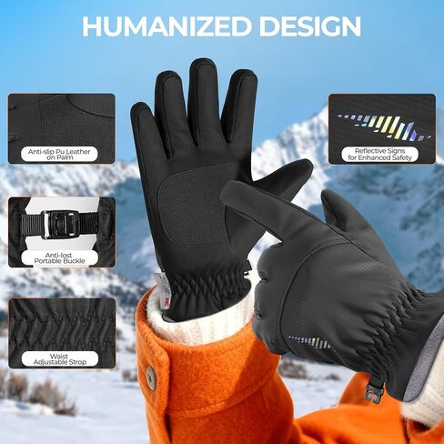 rivmount Kids 3M Thinsulate Ski Gloves Touchscreen Waterproof Warm for Boy Girl Youth Outdoor Skiing Cycling Snow Winter in Saudi Arabia