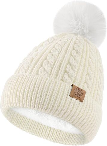 Clothclose Winter Hats for Kids - Kids Beanie, Toddler Knit Girls Winter Hat with Cute Pom-Pom Warm Fleece in Saudi Arabia