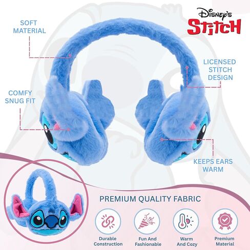 Disney Stitch Earmuffs for Kids – Plush Soft & Fluffy Winter Ear Muffs – Warm Ear Covers for Boys & Girls, Ages 4-10 in Saudi Arabia