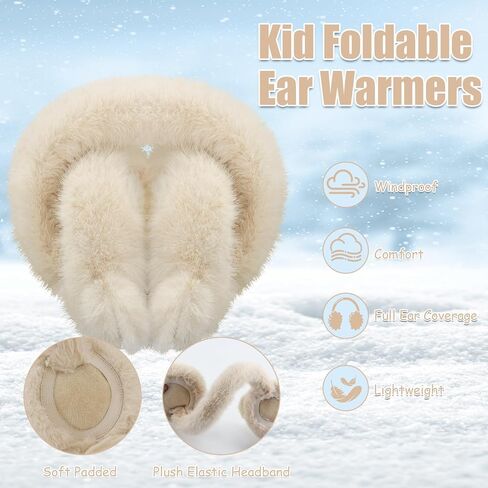 Kids Winter Ear Muffs Fuzzy Foldable Earmuffs Girls Soft Fluffy Ear Warmer Boys Toddler Cute Ear Cover for Cold in Saudi Arabia