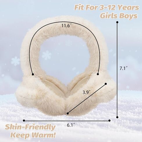 Kids Winter Ear Muffs Fuzzy Foldable Earmuffs Girls Soft Fluffy Ear Warmer Boys Toddler Cute Ear Cover for Cold in Saudi Arabia