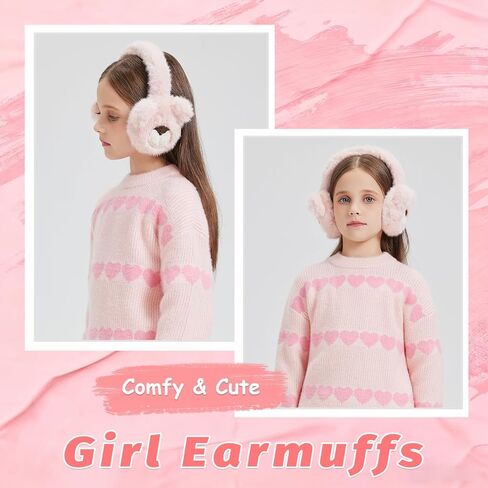 Kids Winter Ear Muffs Fuzzy Foldable Earmuffs Girls Soft Fluffy Ear Warmer Boys Toddler Cute Ear Cover for Cold in Saudi Arabia