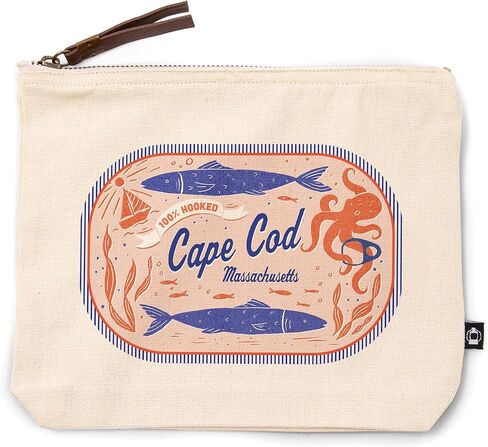 Lantern Press Cape Cod، ماساتشوستس، سلسلة Dockside، 100% معقوف، حقيبة بسحاب من القطن 100%، ملحقات السفر، حقيبة Go in Kuwait