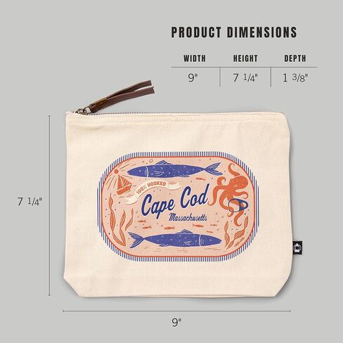 Lantern Press Cape Cod، ماساتشوستس، سلسلة Dockside، 100% معقوف، حقيبة بسحاب من القطن 100%، ملحقات السفر، حقيبة Go in Kuwait