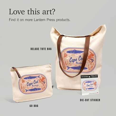 Lantern Press Cape Cod، ماساتشوستس، سلسلة Dockside، 100% معقوف، حقيبة بسحاب من القطن 100%، ملحقات السفر، حقيبة Go in Kuwait