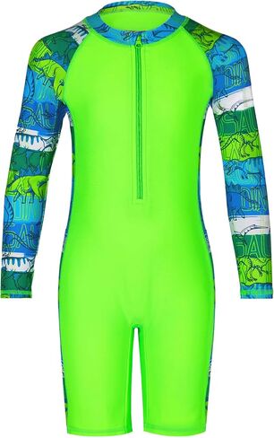 بدلة سباحة للأولاد بعامل حماية من الأشعة فوق البنفسجية 50+ قطعة واحدة من Rash Guard بطباعة فنية وسحاب أمامي in Saudi Arabia