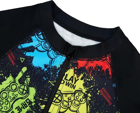 Boys UPF 50+ One-Piece Rash Guard Swimsuit Artist Print Zip-Front Sunsuit in Saudi Arabia